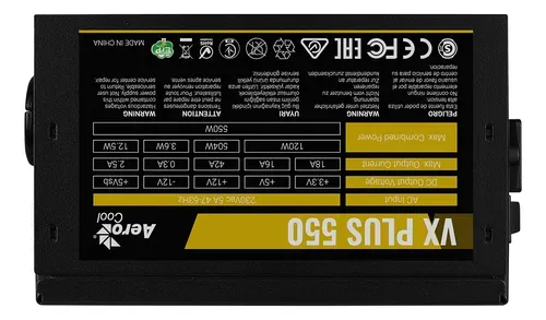 FUENTE DE PODER AEROCOOL 550W REALES, vista 4